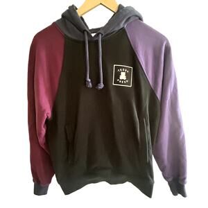 Teddy Fresh Colorblock Hoodie Purple Blue Drawstring Cotton Size XS